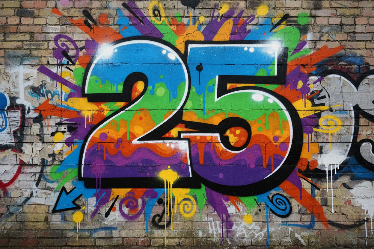 a graffiti styled 25